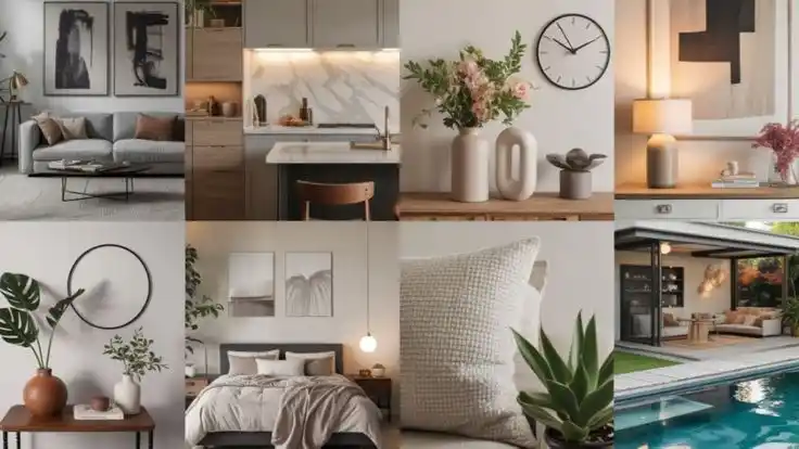 Japandi dining room ideas with natural wood table and neutral color palette