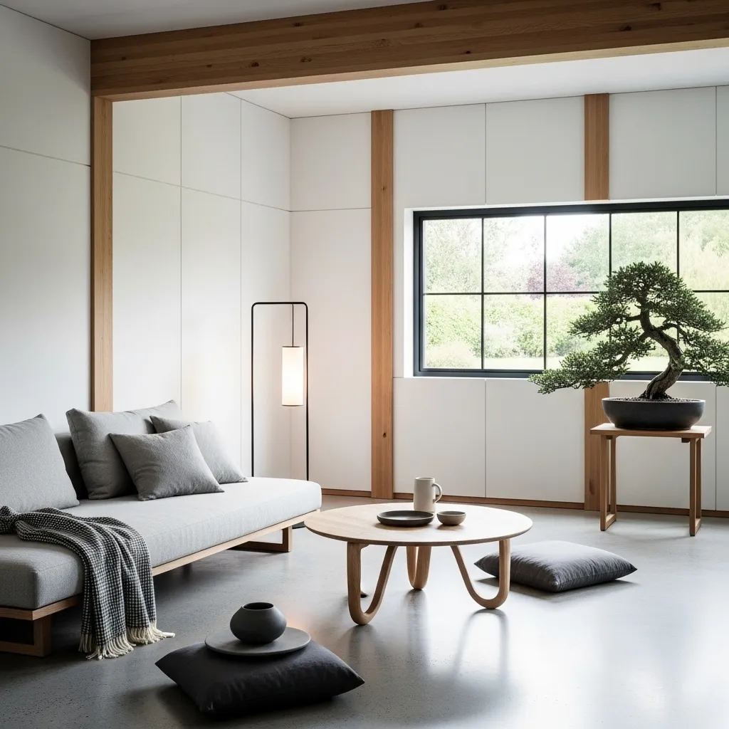 25 Japandi Living Room Ideas for Minimalist Comfort 13 Clean Architectural Lines living room idea