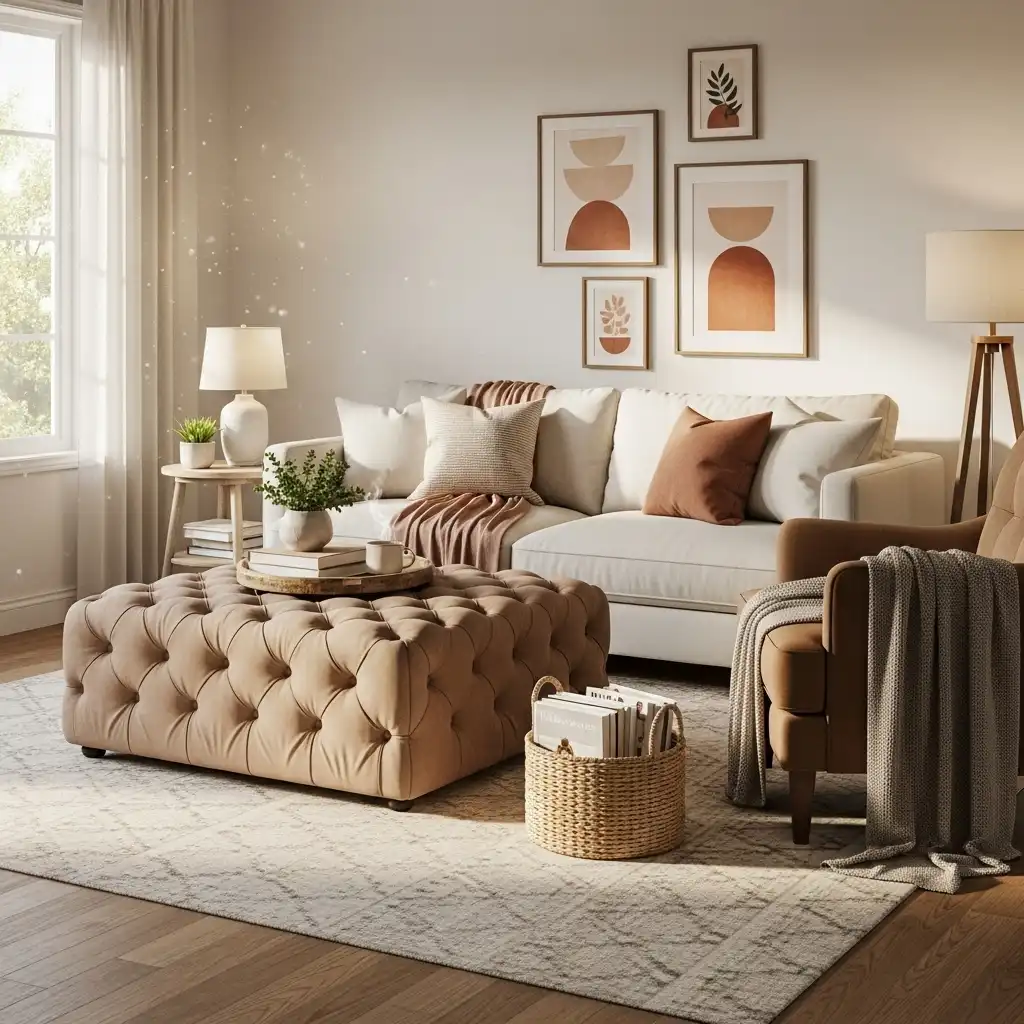 23 Cozy Living Room Ideas for a Warm Home Vibe 21 Comfortable Ottomans