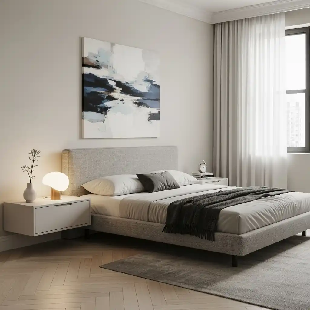 Contemporary Bedroom With Floating Nightstands