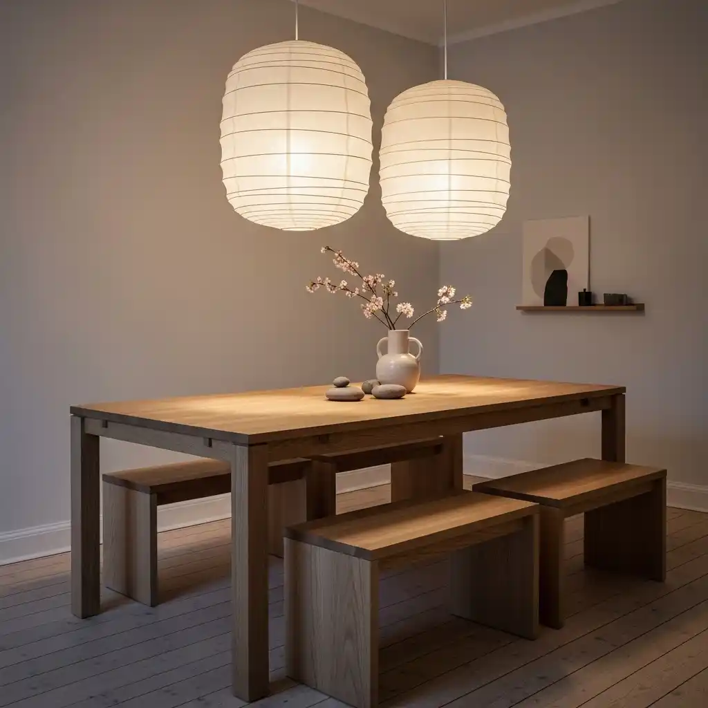 23 Japandi Dining Room Ideas for Minimalist Comfort 3 Earth Toned Japandi Dining Space