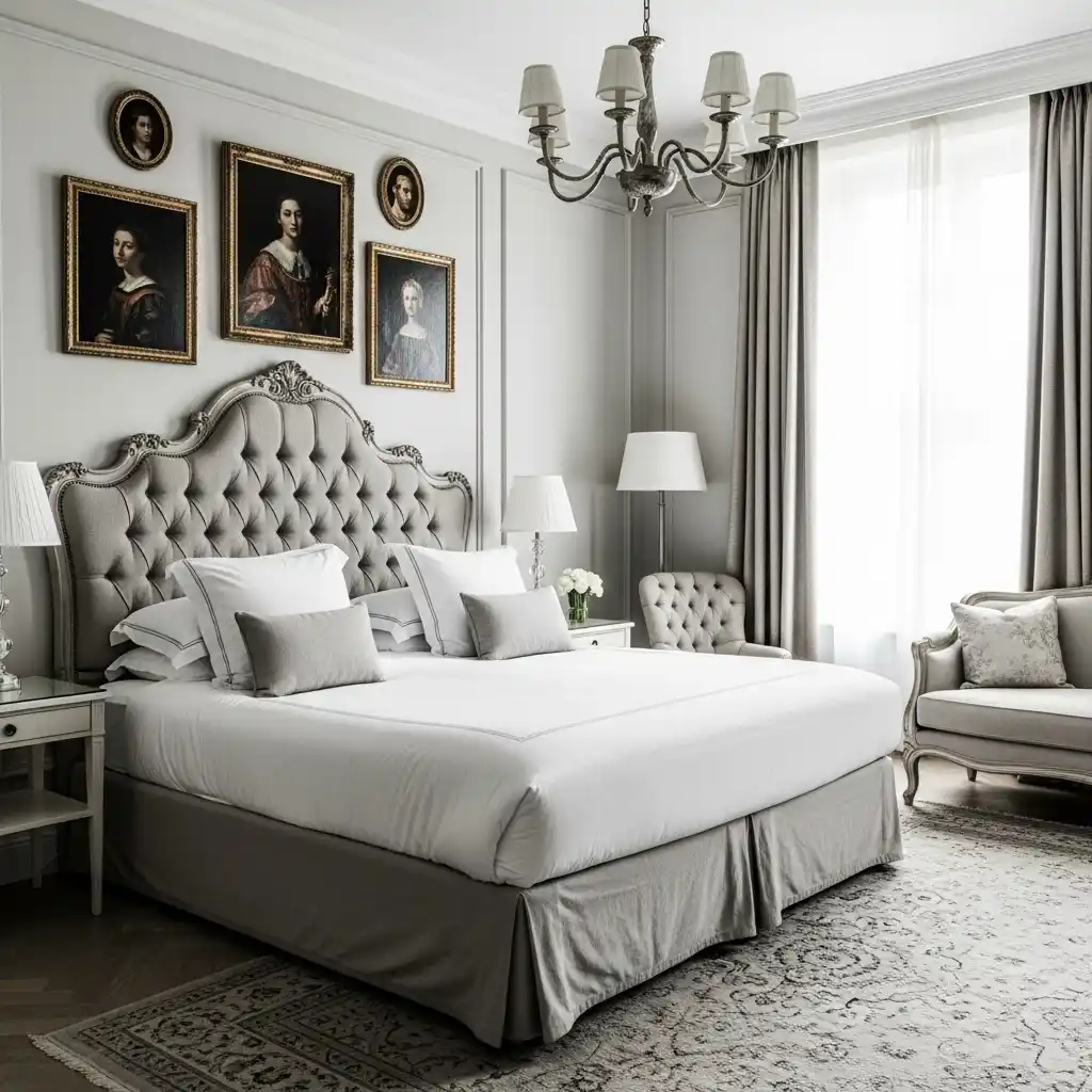 Elegant Bedroom with Classic Artwork