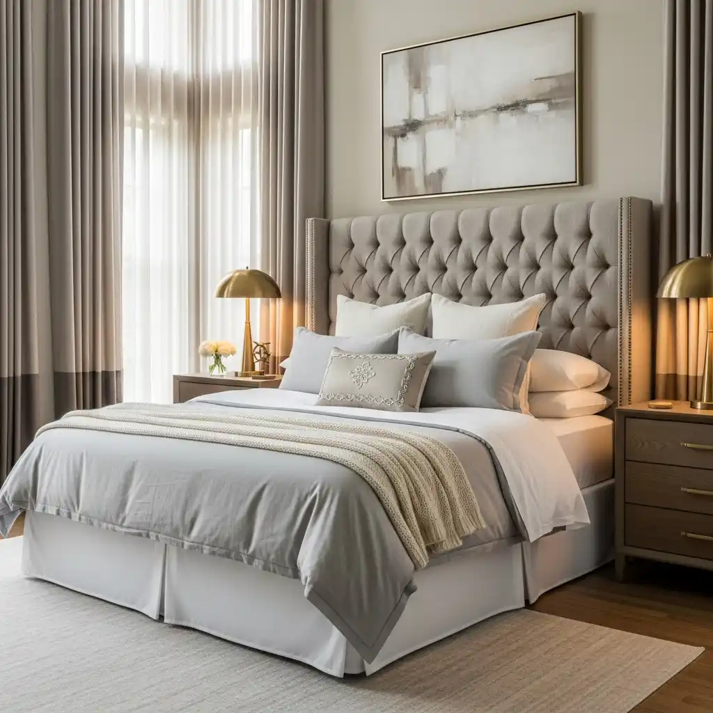 Elegant Bedroom with Layered Pillows