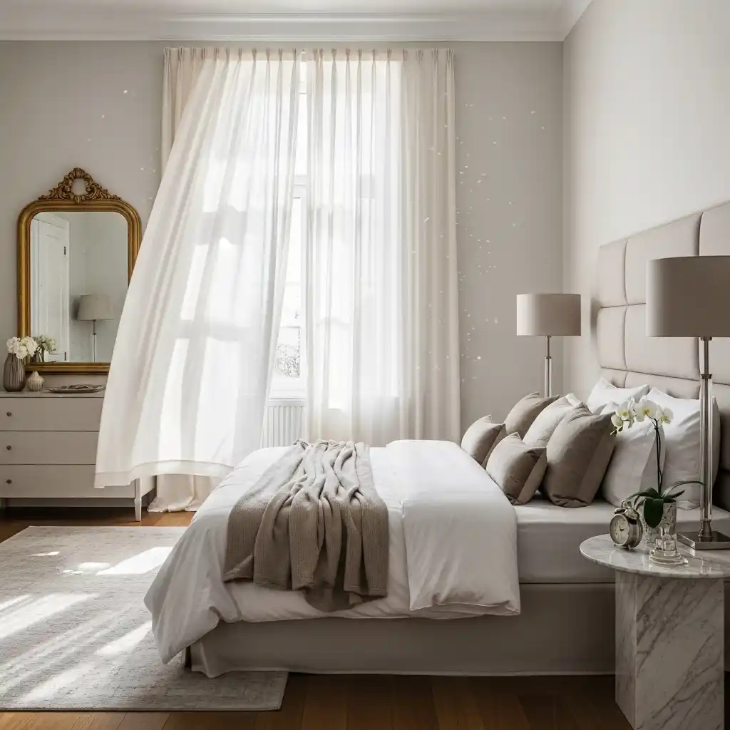 Elegant Bedroom with Soft Curtains