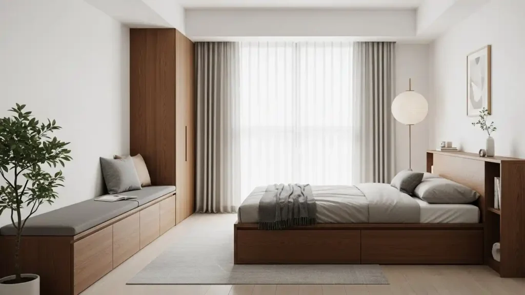 25 Japandi Bedroom Designs for Minimalist Comfort 19 Hidden Storage Minimalism