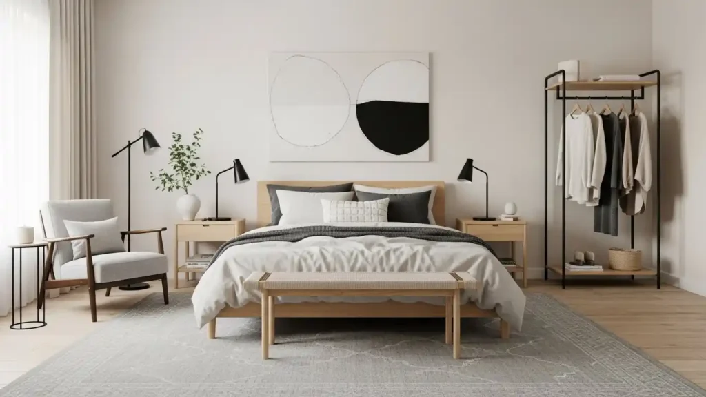 25 Japandi Bedroom Designs for Minimalist Comfort 11 Japandi Black Accents