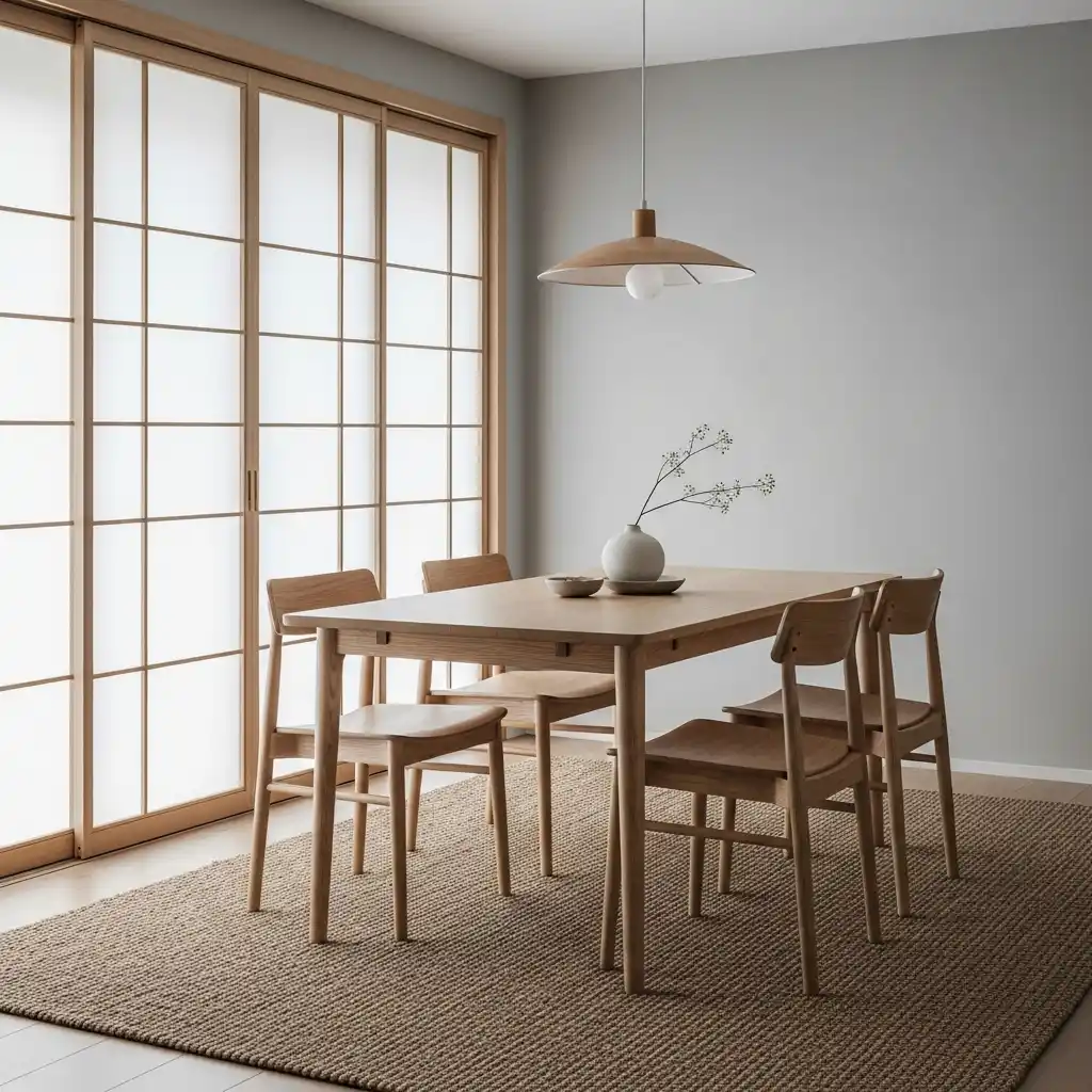 23 Japandi Dining Room Ideas for Minimalist Comfort 19 Japandi Dining Room with Sliding Panels