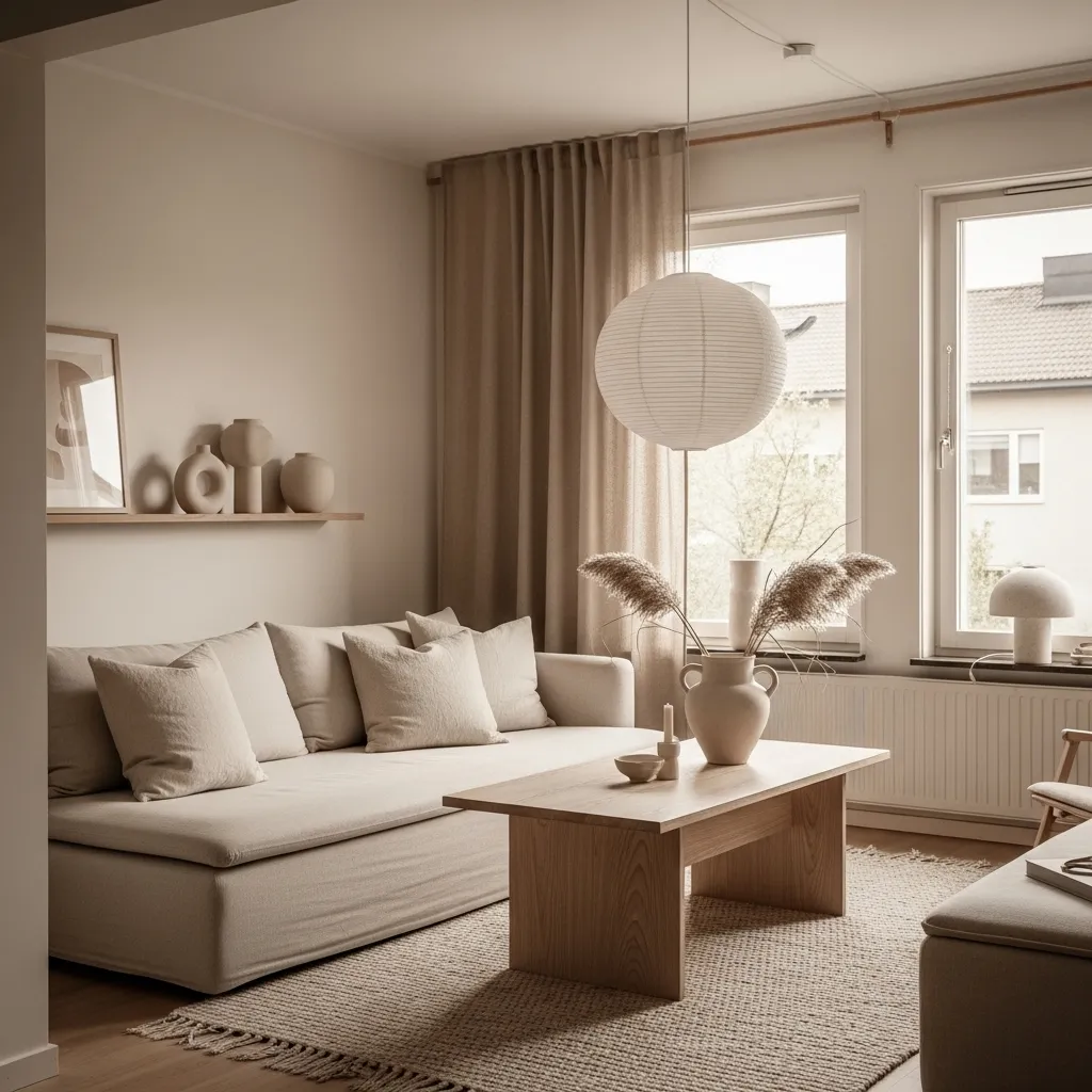 25 Japandi Living Room Ideas for Minimalist Comfort 16 Japandi Monochrome Styling and living room ideas