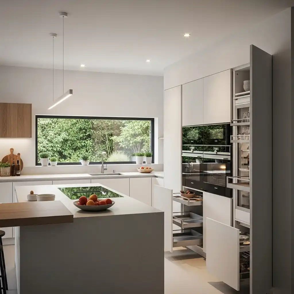 22 Kitchen Layout Ideas to Improve Space Flow 18 Kitchen with Hidden Storage Layout