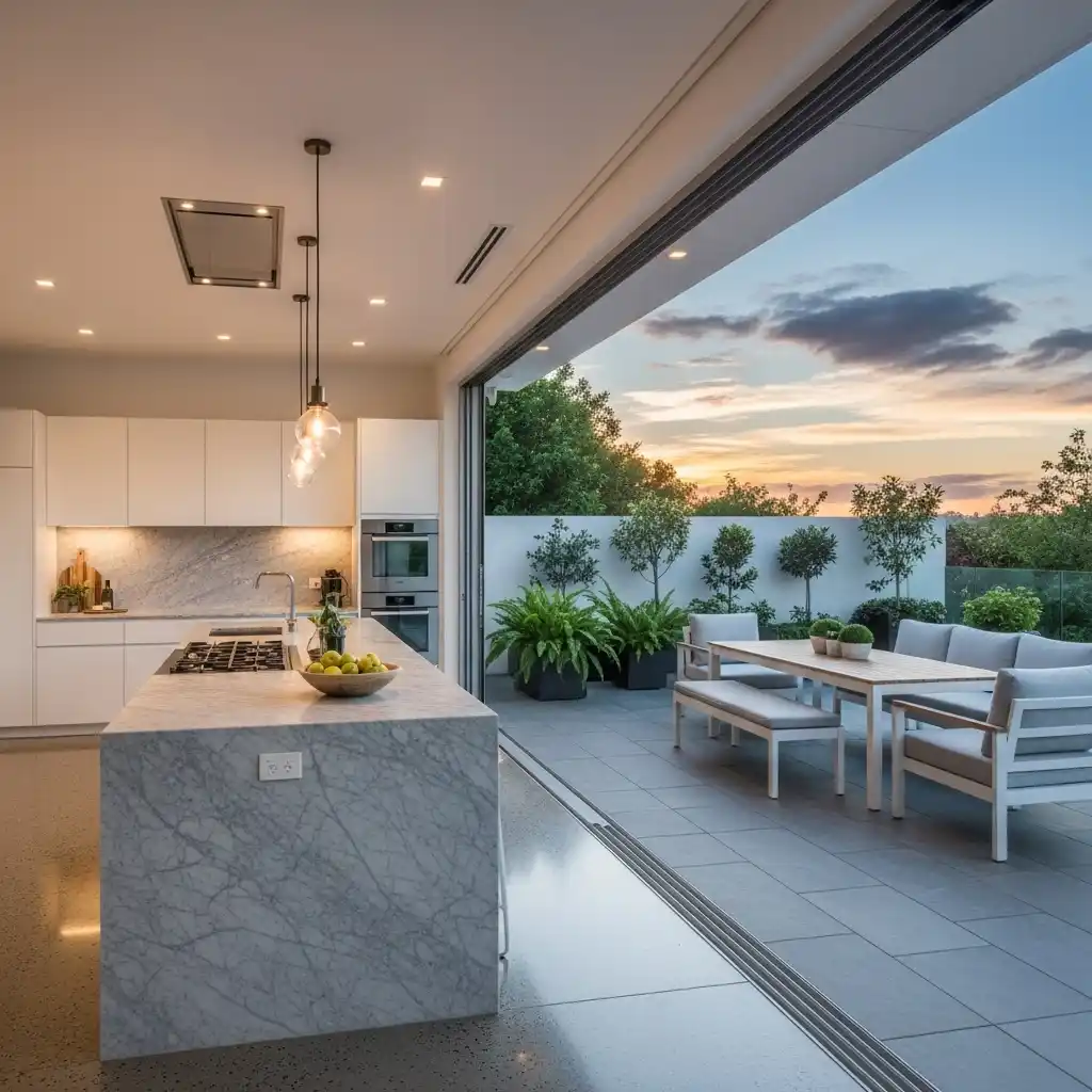 22 Kitchen Layout Ideas to Improve Space Flow 21 Kitchen with Sliding Doors Layout