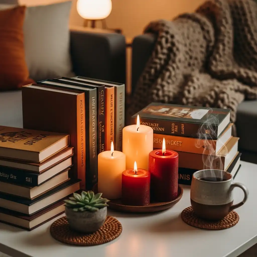 23 Cozy Living Room Ideas for a Warm Home Vibe 15 Layered Coffee Table Decor