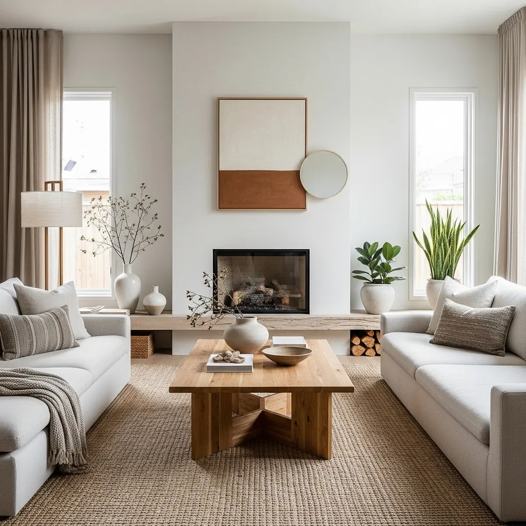 25 Japandi Living Room Ideas for Minimalist Comfort 24 Minimal Japandi Fireplace Feature of rooms