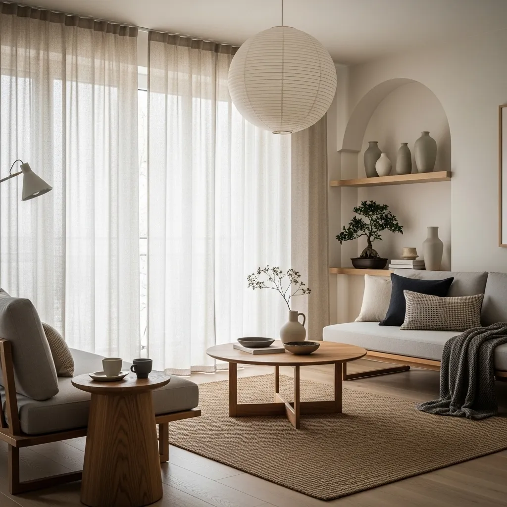 25 Japandi Living Room Ideas for Minimalist Comfort 21 Minimal Japandi Window Treatments of living rooms