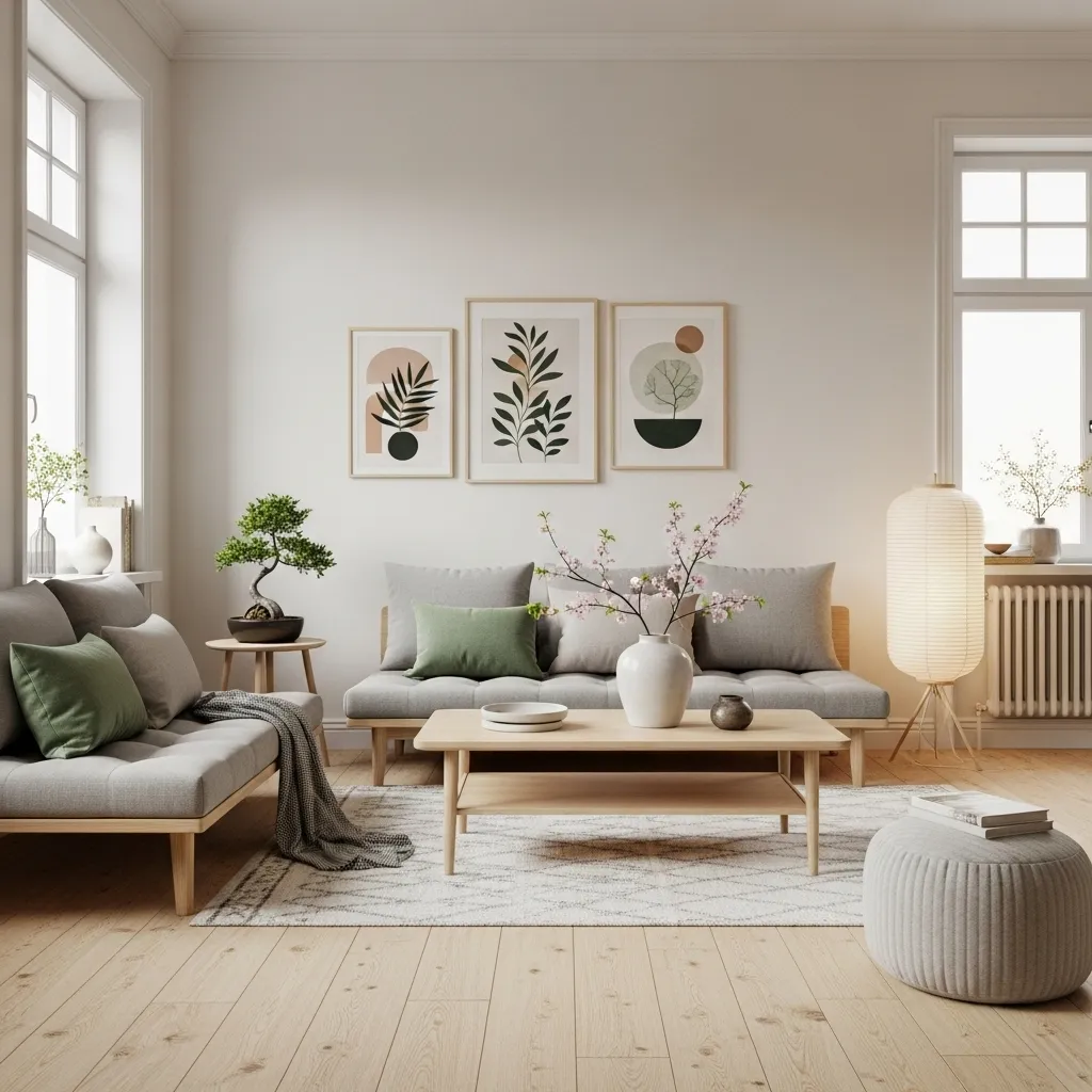 25 Japandi Living Room Ideas for Minimalist Comfort 12 Muted Japandi Accent Colors living room idea