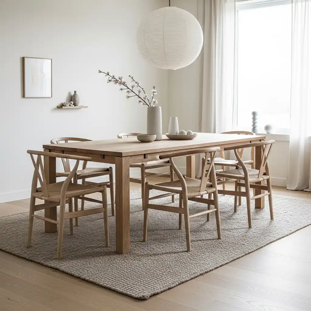 23 Japandi Dining Room Ideas for Minimalist Comfort 6 Natural Texture Focused Dining Area