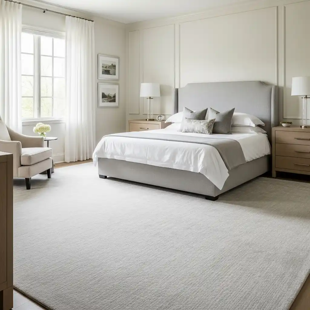 Neutral Bedroom with Soft Rugs