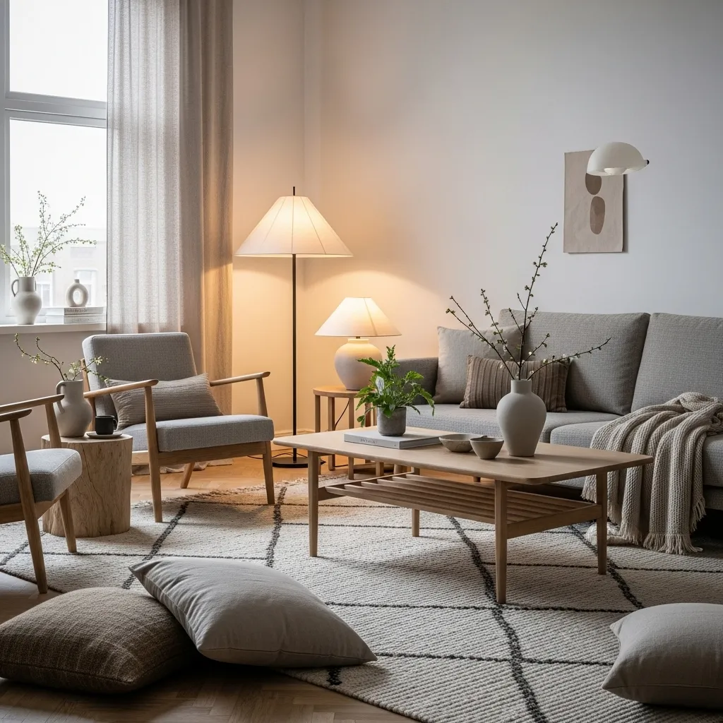 25 Japandi Living Room Ideas for Minimalist Comfort 7 Neutral Japandi Area Rugs living room idea