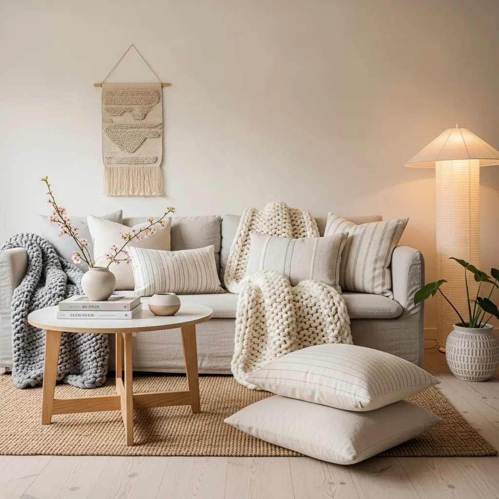 25 Japandi Living Room Ideas for Minimalist Comfort 5 Soft Japandi Textiles living room idea