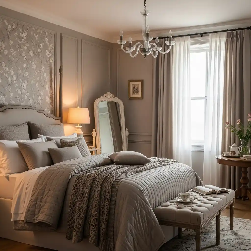 Soft Taupe Bedroom Design